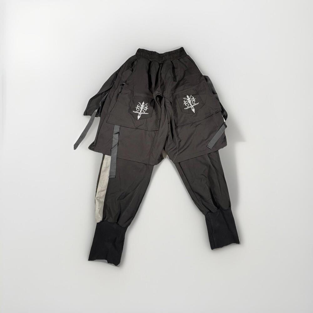 Vez Visual Explosion Reflective Black Trousers Chain Pants Joggers Size 2XL (A32